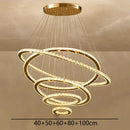 Modern golden interlocking ring crystal chandelier living room light