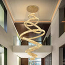 Modern golden spiral crystal chandelier living room pendant lamp