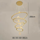 Decorbites crystal chandelier golden spiral ring lamp living room