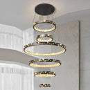 Modern black and clear crystal chandelier stair pendant lamp living room