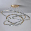 Golden interlocking ring crystal chandelier stair pendant living room