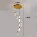 Modern gold crystal chandelier stair pendant lamp living room