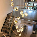 Decorbites crystal chandelier stair spiral gold pendant living room