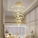 Decorbites crystal chandelier golden spiral ring lamp living room