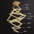 Modern golden geometric crystal chandelier stair pendant living room