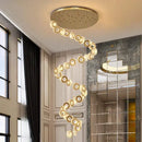 Decorbites crystal chandelier stair spiral gold pendant living room