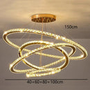 Golden interlocking ring crystal chandelier stair pendant living room