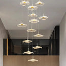 Modern white petal crystal chandelier stair pendant living room light