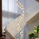 Modern gold crystal chandelier stair pendant lamp living room