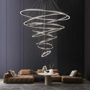 Modern spiral crystal chandelier stair pendant lamp living room