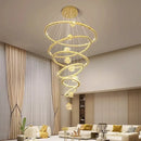 Decorbites crystal chandelier golden spiral ring lamp living room