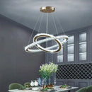 Golden interlocking ring crystal chandelier stair pendant living room