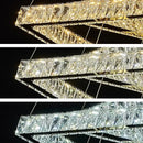 Modern golden geometric crystal chandelier stair pendant living room