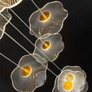 Modern white petal crystal chandelier stair pendant living room light