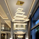 Modern gold cascading crystal chandelier stair pendant lamp