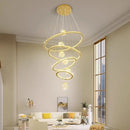 Decorbites crystal chandelier golden spiral ring lamp living room