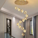 Decorbites crystal chandelier stair spiral gold pendant living room