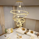 Decorbites crystal chandelier golden spiral ring lamp living room