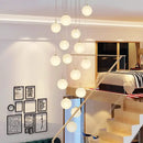 Modern white spherical crystal chandelier stair pendant light living room