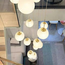 Modern white spherical crystal chandelier stair pendant light living room