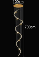 Modern gold crystal chandelier stairwell living room pendant light
