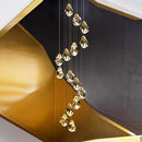 Modern gold crystal chandelier stairwell living room pendant light