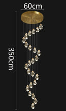 Modern gold crystal chandelier stairwell living room pendant light
