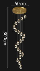 Modern gold crystal chandelier stairwell living room pendant light