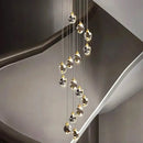 Modern gold crystal chandelier stairwell living room pendant light