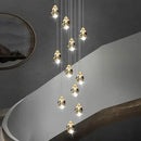 Modern gold crystal chandelier stairwell living room pendant light