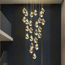 Modern gold crystal chandelier stairwell living room pendant light