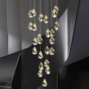 Modern gold crystal chandelier stairwell living room pendant light