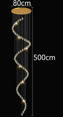 Modern gold crystal chandelier stairwell living room pendant light