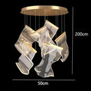 Modern sculptural glass crystal chandelier stair pendant light