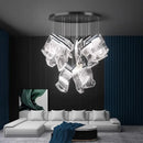 Modern sculptural glass crystal chandelier stair pendant light