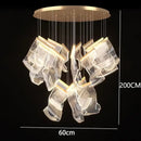 Modern sculptural glass crystal chandelier stair pendant light