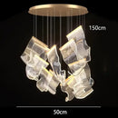 Modern sculptural glass crystal chandelier stair pendant light