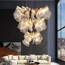 Modern sculptural glass crystal chandelier stair pendant light