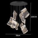 Modern sculptural glass crystal chandelier stair pendant light