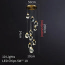 Modern brass crystal chandelier staircase pendant lamp living room