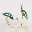 Decorbites crystal crane sculpture teal & gold living room figurine