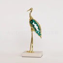 Decorbites crystal crane sculpture teal & gold living room figurine