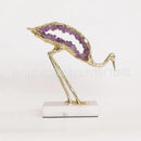 Decorbites crystal crane sculpture teal & gold living room figurine