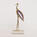 Decorbites crystal crane sculpture teal & gold living room figurine