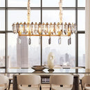 DecorBites™ Crystal Drop Island Lighting - 12 Heads, Modern Clear Oval Design for Dining Hall