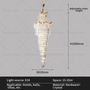 Decorbites crystal duplex chandelier gold staircase living room lamp