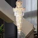 Decorbites crystal duplex chandelier gold staircase living room lamp