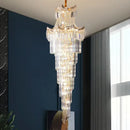 Decorbites crystal duplex chandelier gold staircase living room lamp