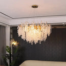 Decorbites crystal led chandelier gold floral light for dining room
