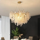 Decorbites crystal led chandelier gold floral light for dining room